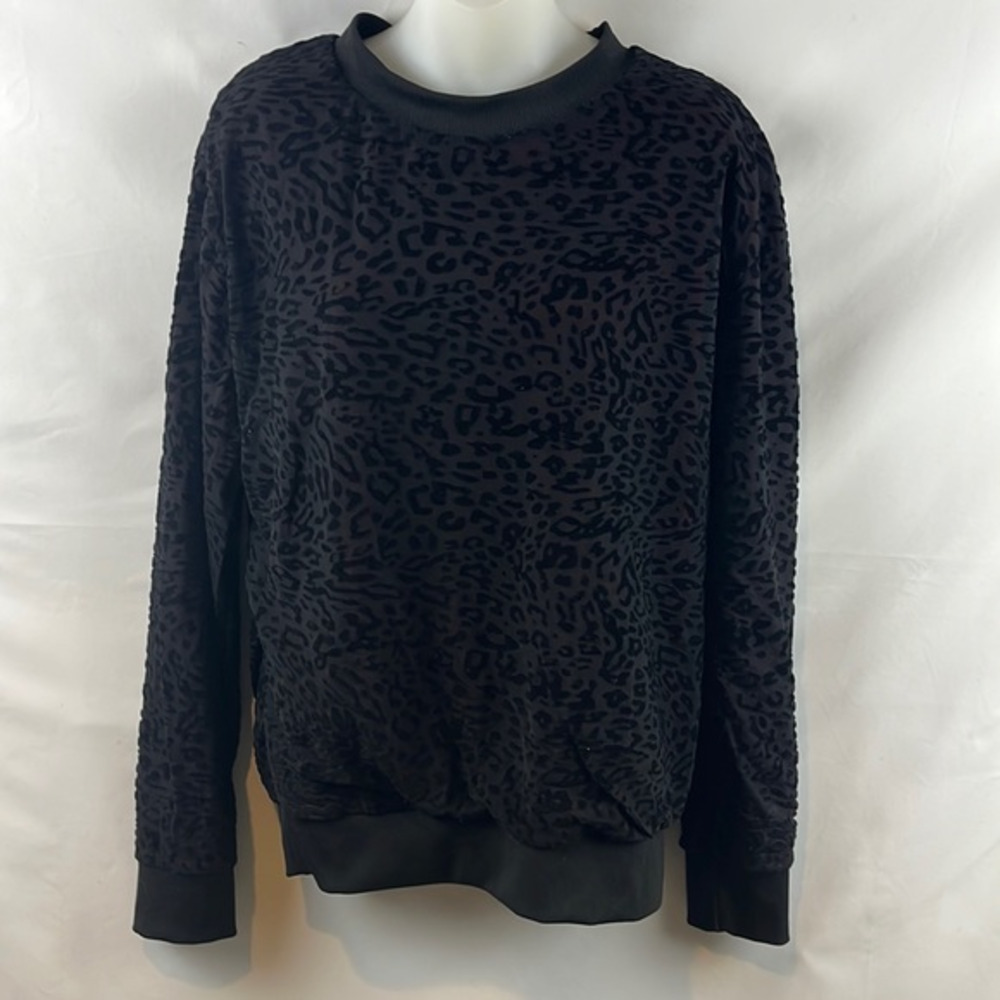Zara Cheetah Print Mesh Puff Sleeve Top Casual Sweatshirt Pullover‎ Size S